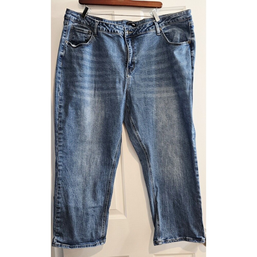Fashion Nova Womens Plus Size 22 High Waist Straight Leg Jeans Medium Wash Denim